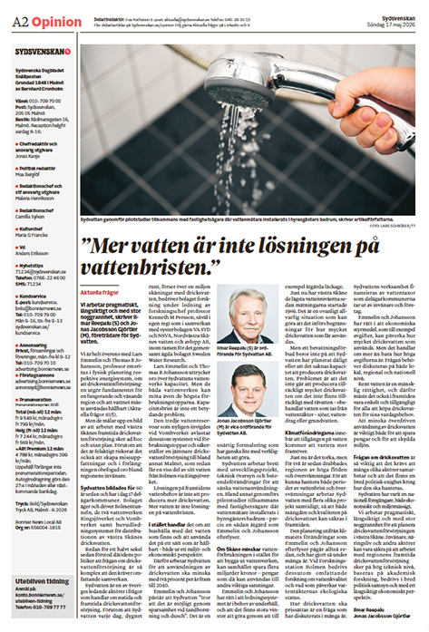 Artikel i Sydsvenskan, maj 2026