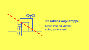 Infografik som uppmanar att sluta slösa vatten.