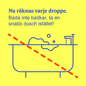 Infografik som uppmanar att sluta slösa vatten.