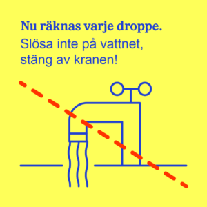Infografik som uppmanar att sluta slösa vatten.