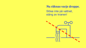 Infografik som uppmanar att sluta slösa vatten.