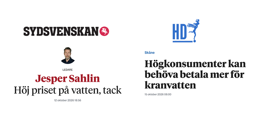 rubriker i Sydsvenskan och HD, okt 2026