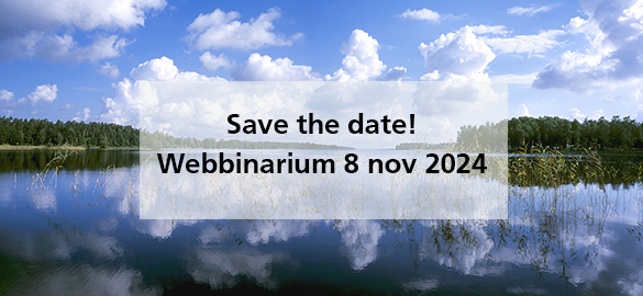 Foto på Bolmen med texten: Save the date! Webbinarium 8 nov 2024